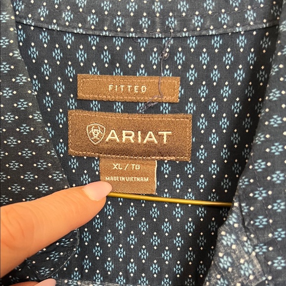 Blue Patterned Button-Up Shirt - Picture 3 of 3